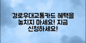 경로우대교통카드신청, 혜택을 놓치지 마세요!