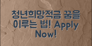 청년희망적금신청으로 꿈을 이루는 법!