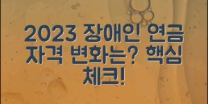 장애인연금자격, 2023년 변화된 기준은?