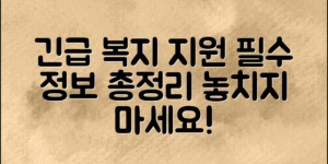 긴급복지지원제도, 당신이 알아야 할 필수 정보