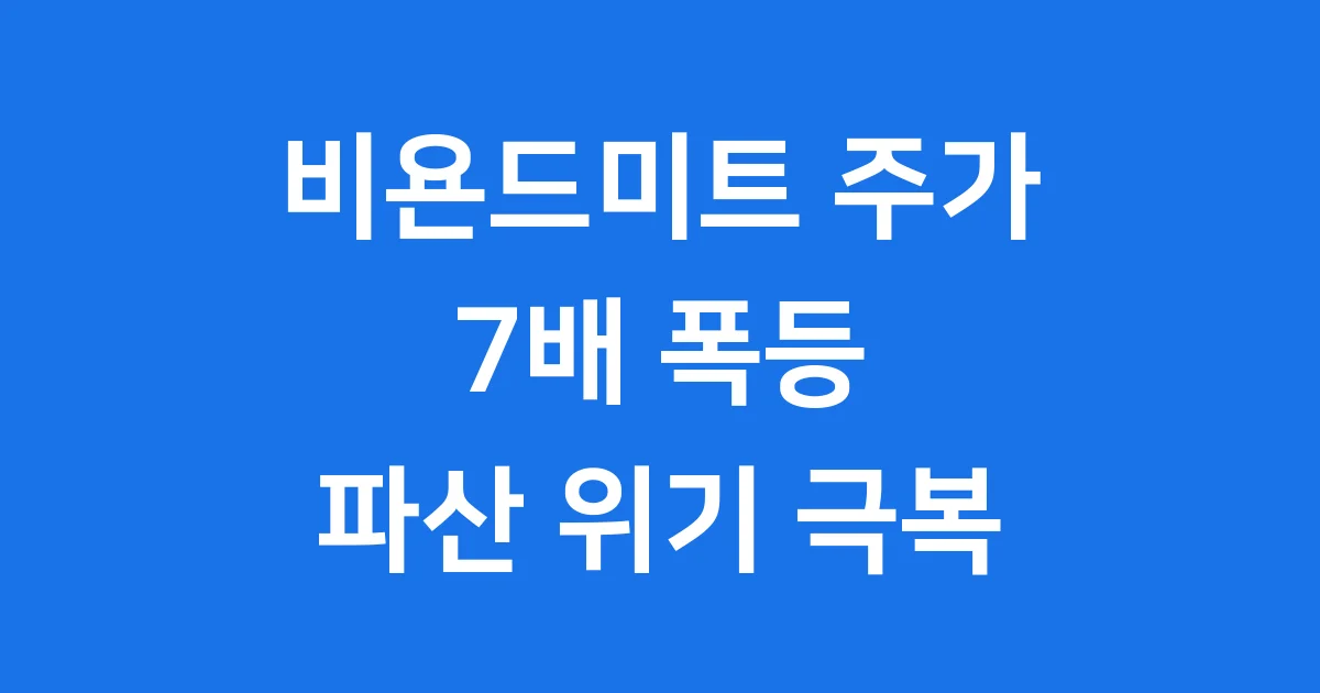 비욘드미트 주가 7배 폭등 상장폐지 위기 극복 과정