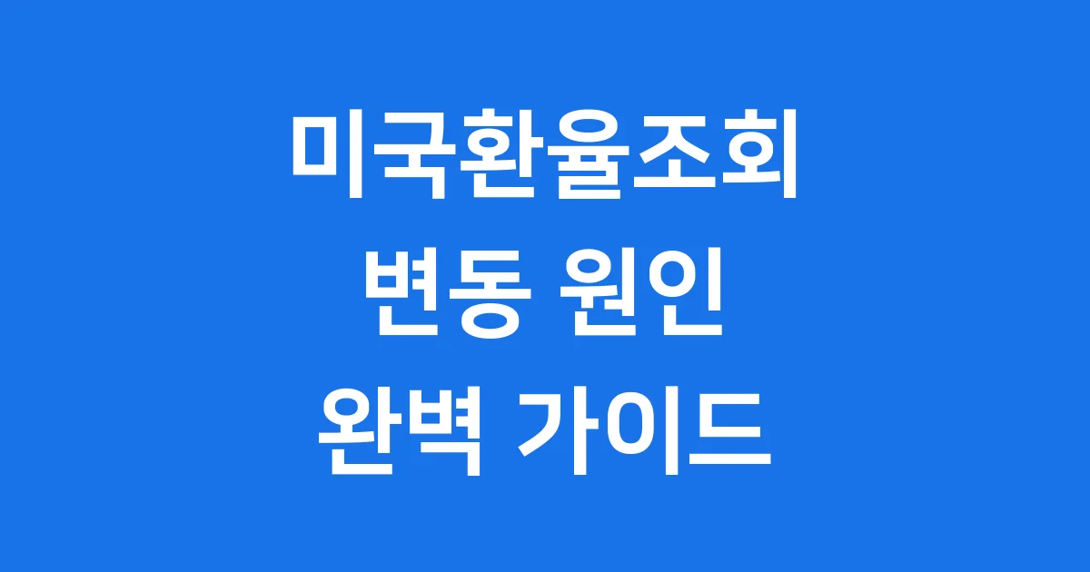 미국환율조회 2026년 실시간 변동 원인